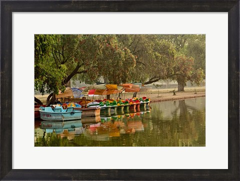 Framed Boat reflection, Delhi, India Print