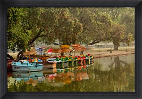 Framed Boat reflection, Delhi, India Print