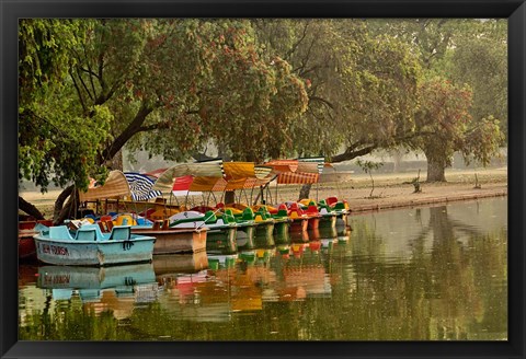 Framed Boat reflection, Delhi, India Print