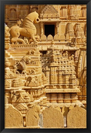 Framed Carvings on Jain Temple, Jaisalmer, India Print