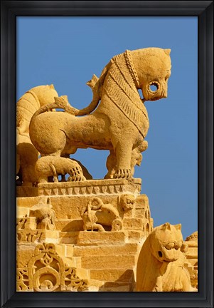 Framed Carved figures on Jain Temple, Jaisalmer, India Print