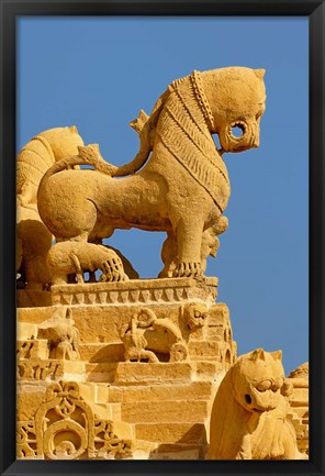 Framed Carved figures on Jain Temple, Jaisalmer, India Print