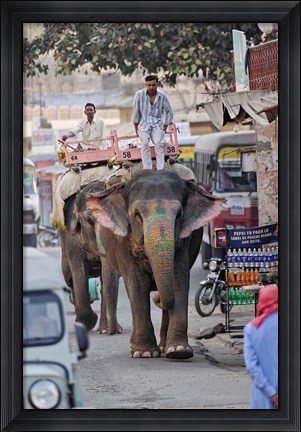 Framed Colorfully decorated elephant, Amber Fort, Jaipur, India Print