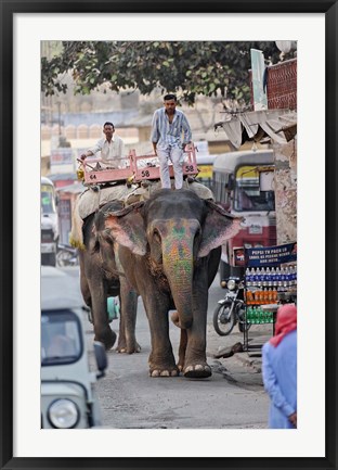 Framed Colorfully decorated elephant, Amber Fort, Jaipur, India Print