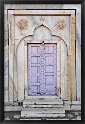 Framed Lavender colored door, Taj Mahal, Agra, India Print