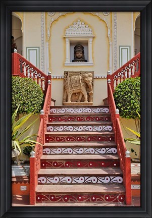 Framed Steps at Raj Palace Hotel, Jaipur, India Print