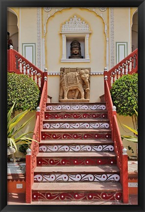 Framed Steps at Raj Palace Hotel, Jaipur, India Print