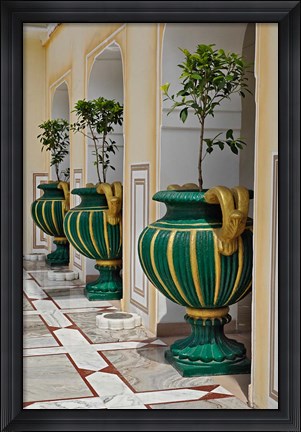 Framed Plant Pots, Raj Palace Hotel, Jaipur, India Print