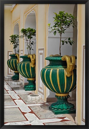 Framed Plant Pots, Raj Palace Hotel, Jaipur, India Print