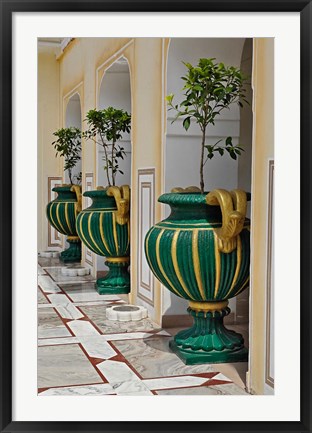 Framed Plant Pots, Raj Palace Hotel, Jaipur, India Print