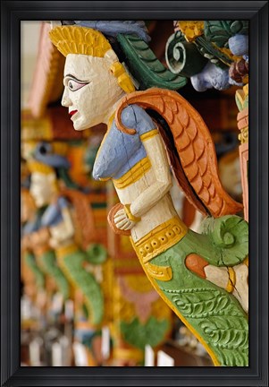 Framed Wood carving, Raj Palace Hotel, Jaipur, India Print