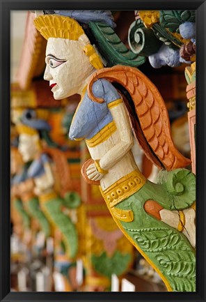 Framed Wood carving, Raj Palace Hotel, Jaipur, India Print
