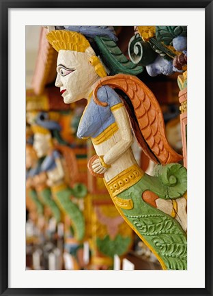 Framed Wood carving, Raj Palace Hotel, Jaipur, India Print