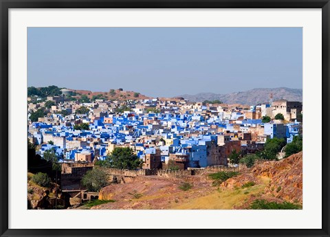 Framed Blue City of Jodhpur from Fort Mehrangarh, Rajasthan, India Print
