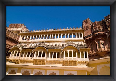 Framed Close-up of Building in Jodhpur at Fort Mehrangarh, Rajasthan, India Print