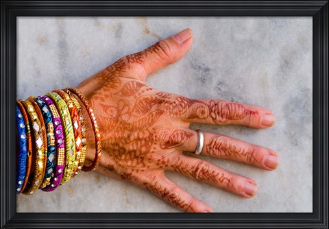 Framed Henna Design on Woman&#39;s Hands, Delhi, India Print