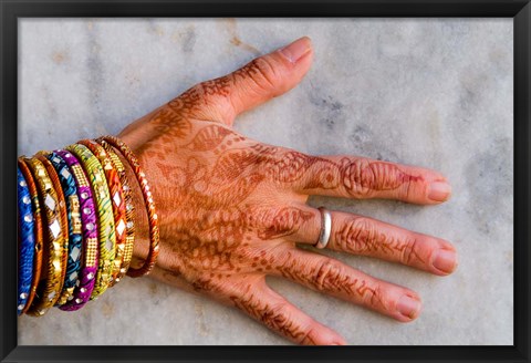 Framed Henna Design on Woman&#39;s Hands, Delhi, India Print