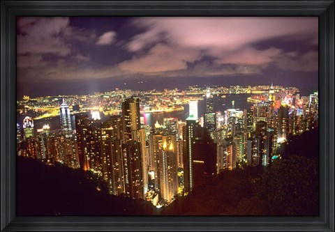Framed Hong Kong Skyline from Victoria Mountain, China Print