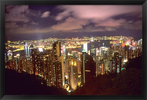 Framed Hong Kong Skyline from Victoria Mountain, China Print