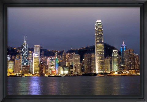 Framed Hong Kong Skyline with Victoris Peak, China Print