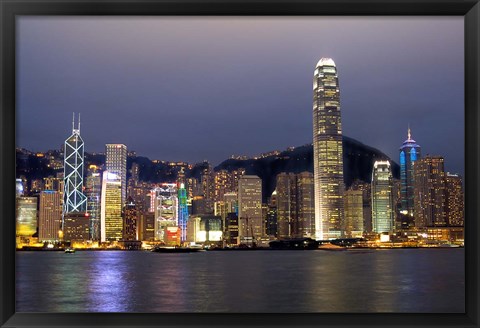 Framed Hong Kong Skyline with Victoris Peak, China Print