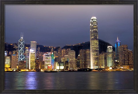 Framed Hong Kong Skyline with Victoris Peak, China Print