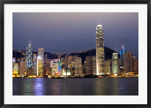 Framed Hong Kong Skyline with Victoris Peak, China Print