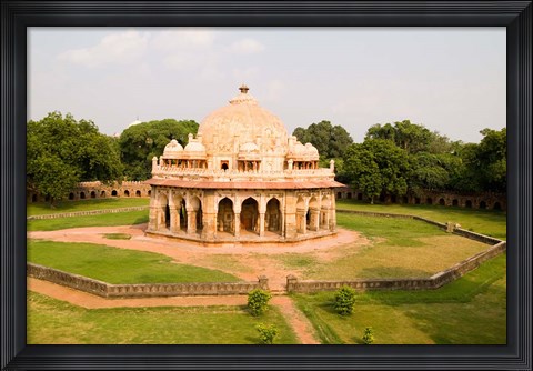 Framed Peaceful Park, Isa Khan Tomb Burial Sites, New Delhi, India Print