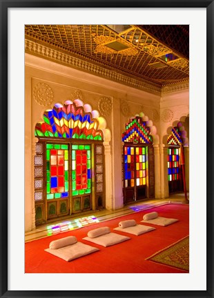 Framed Stained Glass Windows of Fort Palace, Jodhpur at Fort Mehrangarh, Rajasthan, India Print