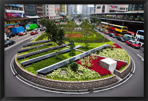 Framed Garden Roundabout, Hong Kong, China Print