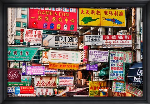 Framed Neon Signs, Hong Kong, China Print
