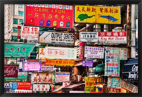 Framed Neon Signs, Hong Kong, China Print