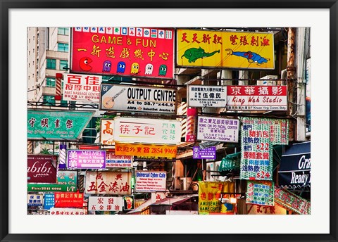 Framed Neon Signs, Hong Kong, China Print