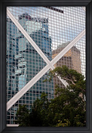 Framed Reflections On Building, Hong Kong, China Print