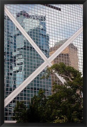 Framed Reflections On Building, Hong Kong, China Print