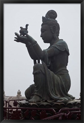 Framed Tian Tan Statues, Hong Kong, China Print