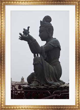 Framed Tian Tan Statues, Hong Kong, China Print