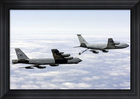 Framed B-52H Stratofortress refuels with a KC-135R Stratotanker Print