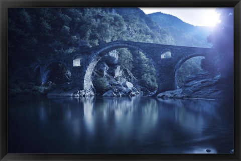 Framed Dyavolski most arch bridge in the Rhodope Mountains, Ardino, Bulgaria Print