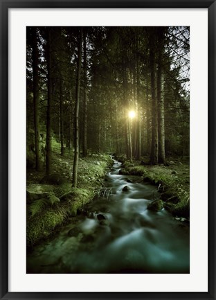 Framed Sunset over Small Stream, Pirin National Park, Bulgaria Print