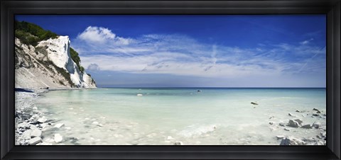 Framed Chalk mountains and seaside, Mons Klint cliffs, Liselund Slotspark, Denmark Print