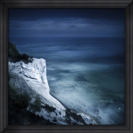 Framed Chalk mountain and sea, Mons Klint cliffs, Denmark Print