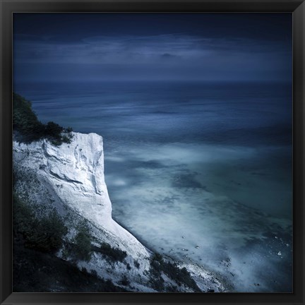 Framed Chalk mountain and sea, Mons Klint cliffs, Denmark Print