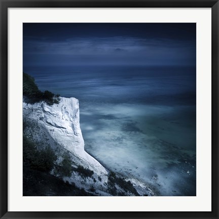 Framed Chalk mountain and sea, Mons Klint cliffs, Denmark Print