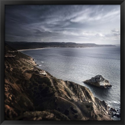 Framed Sea and mountains, Nebida, Sardinia, Italy Print