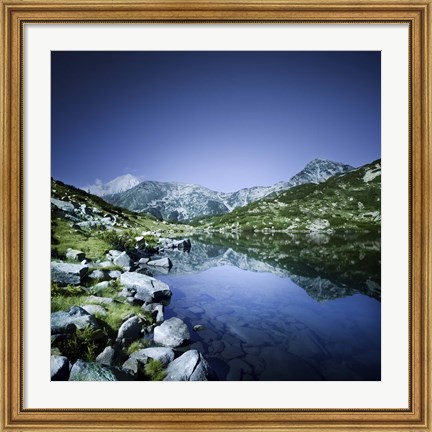 Framed Ribno Banderishko Lake in Pirin National Park, Bulgaria Print