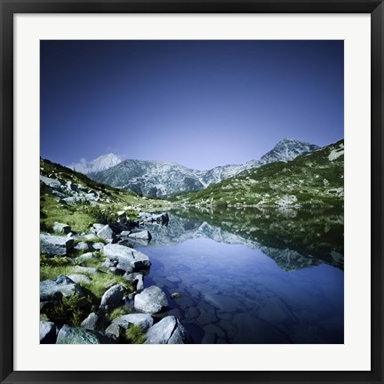 Framed Ribno Banderishko Lake in Pirin National Park, Bulgaria Print