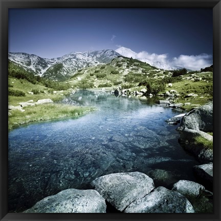 Framed Ribno Banderishko River in Pirin National Park, Bansko, Bulgaria Print