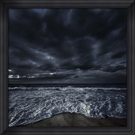Framed Rough seaside against stormy clouds, Hersonissos, Crete, Greece Print