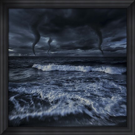 Framed Tornados in a rough sea against stormy clouds, Crete, Greece Print